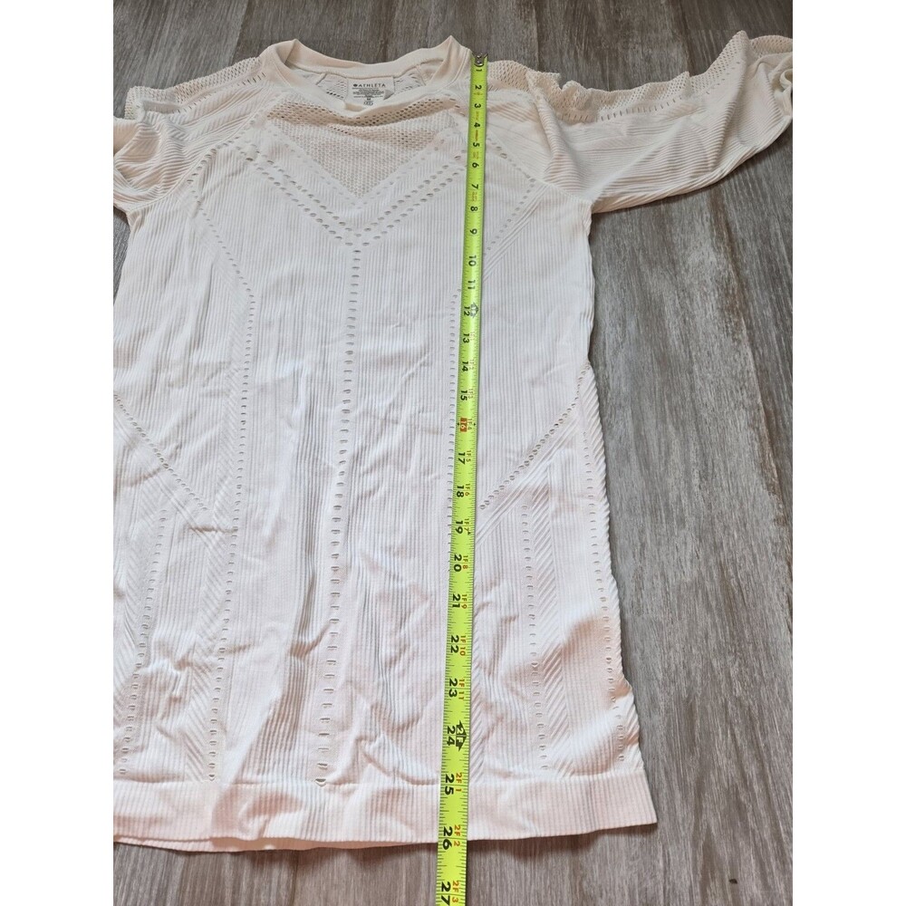Athleta White Seamless Engineered Mesh Performance Long Sleeve Top Medium EUC - Picture 6 of 7